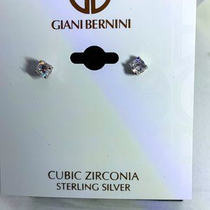 Sterling silver stud 4mm round cubic zirconia